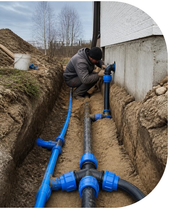 Монтаж наружного водопровода на участке под ключ в Вязниках